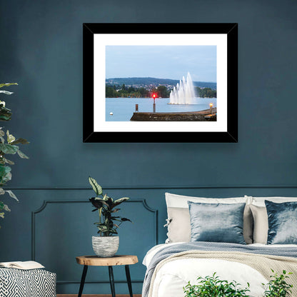 Lake Zurich Fountain at Dusk Wall Art