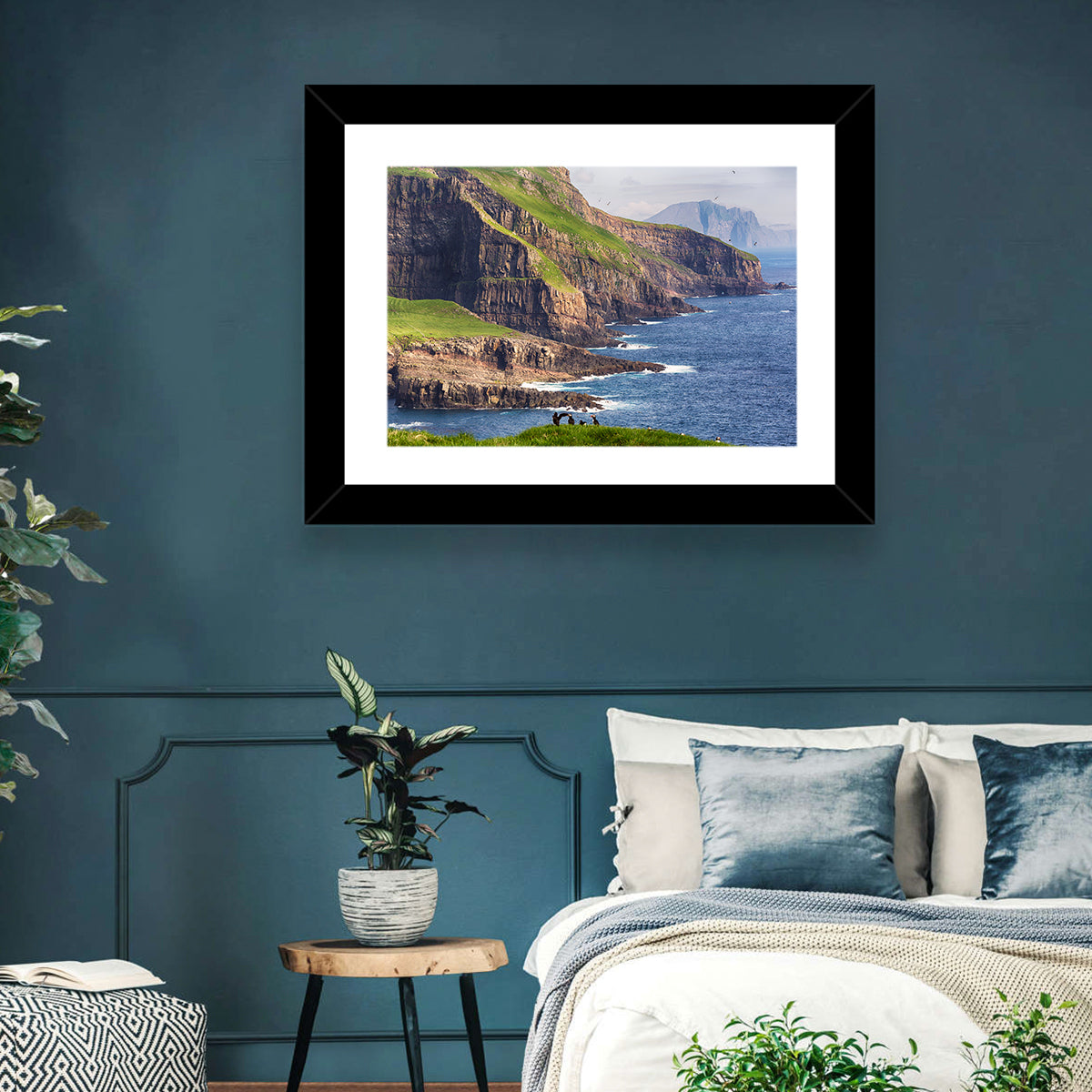 Mykines Cliffs, Faroe Islands Wall Art in a room, landscape