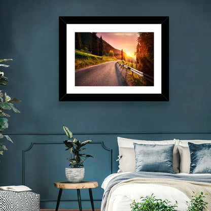 Golden Hour Mountain Road Wall Art