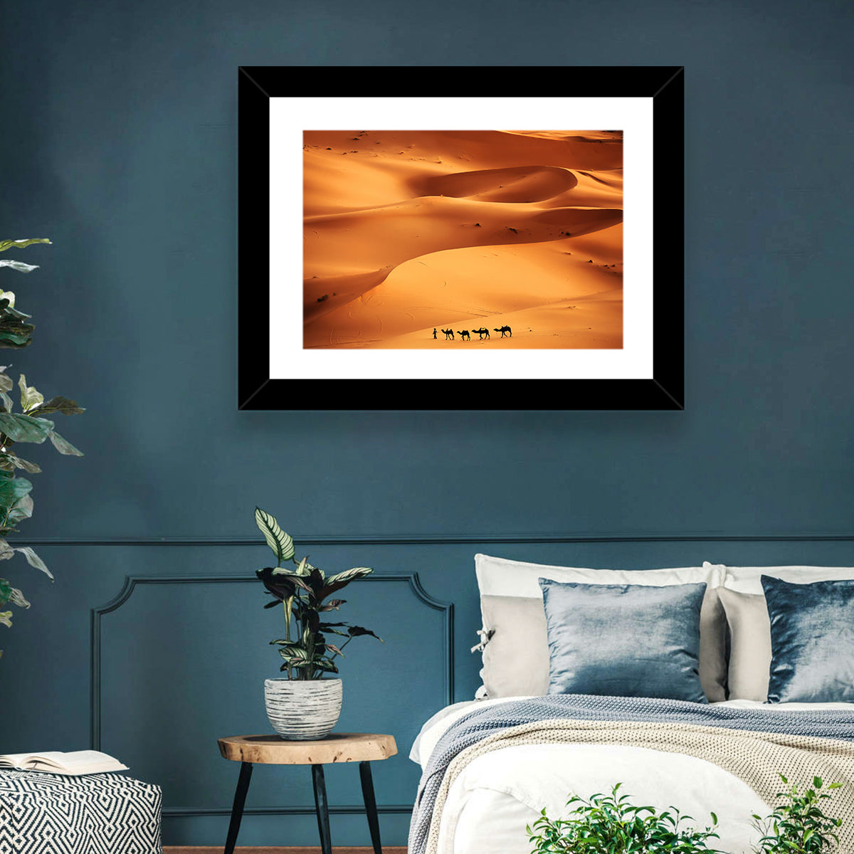 Desert Camel Caravan in Golden Dunes Wall Art