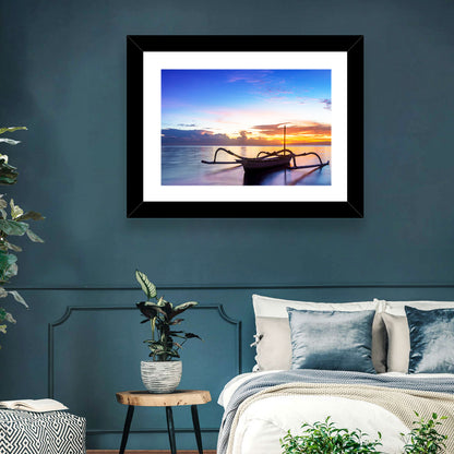 Jukung Fishing Boat at Sunset Wall Art