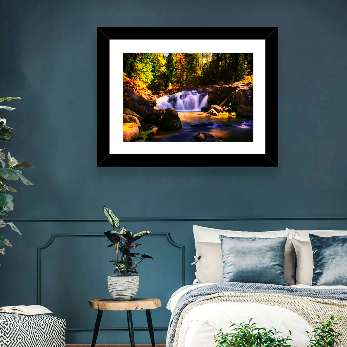 Autumn Mountain Waterfall Wall Art