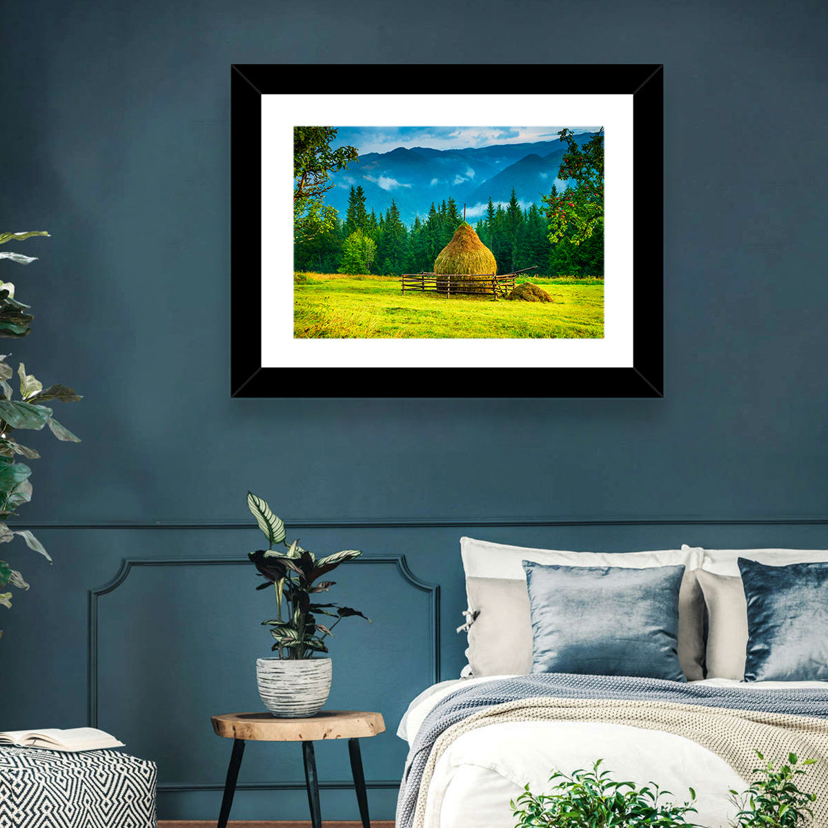 Haystack in Mountain Meadow Wall Art