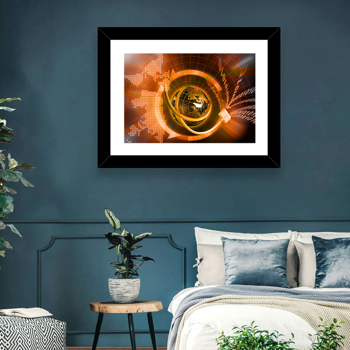 Digital Connectivity Globe Wall Art in a room, landscape