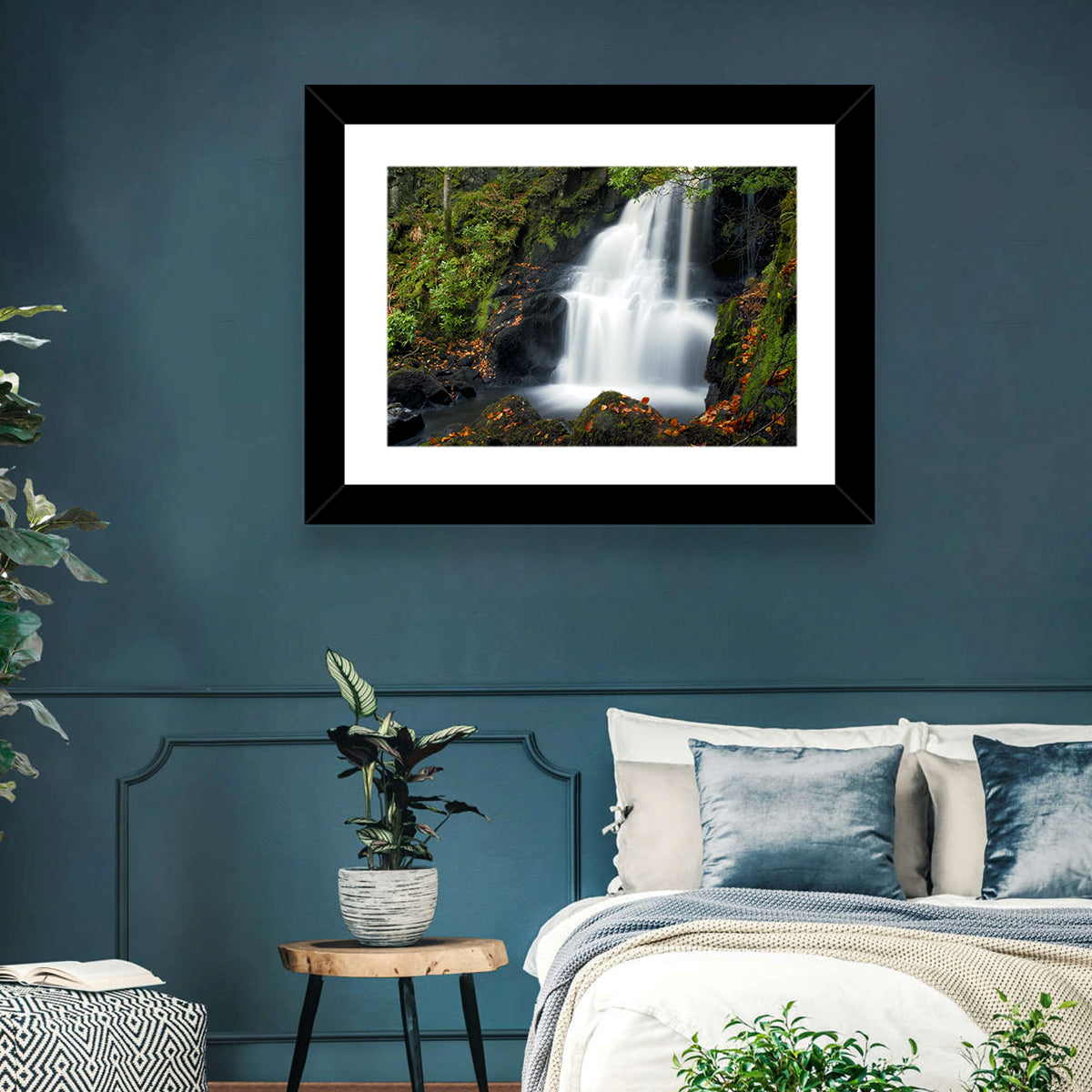 Autumn Waterfall in Tobermory Wall Art in a room, landscape