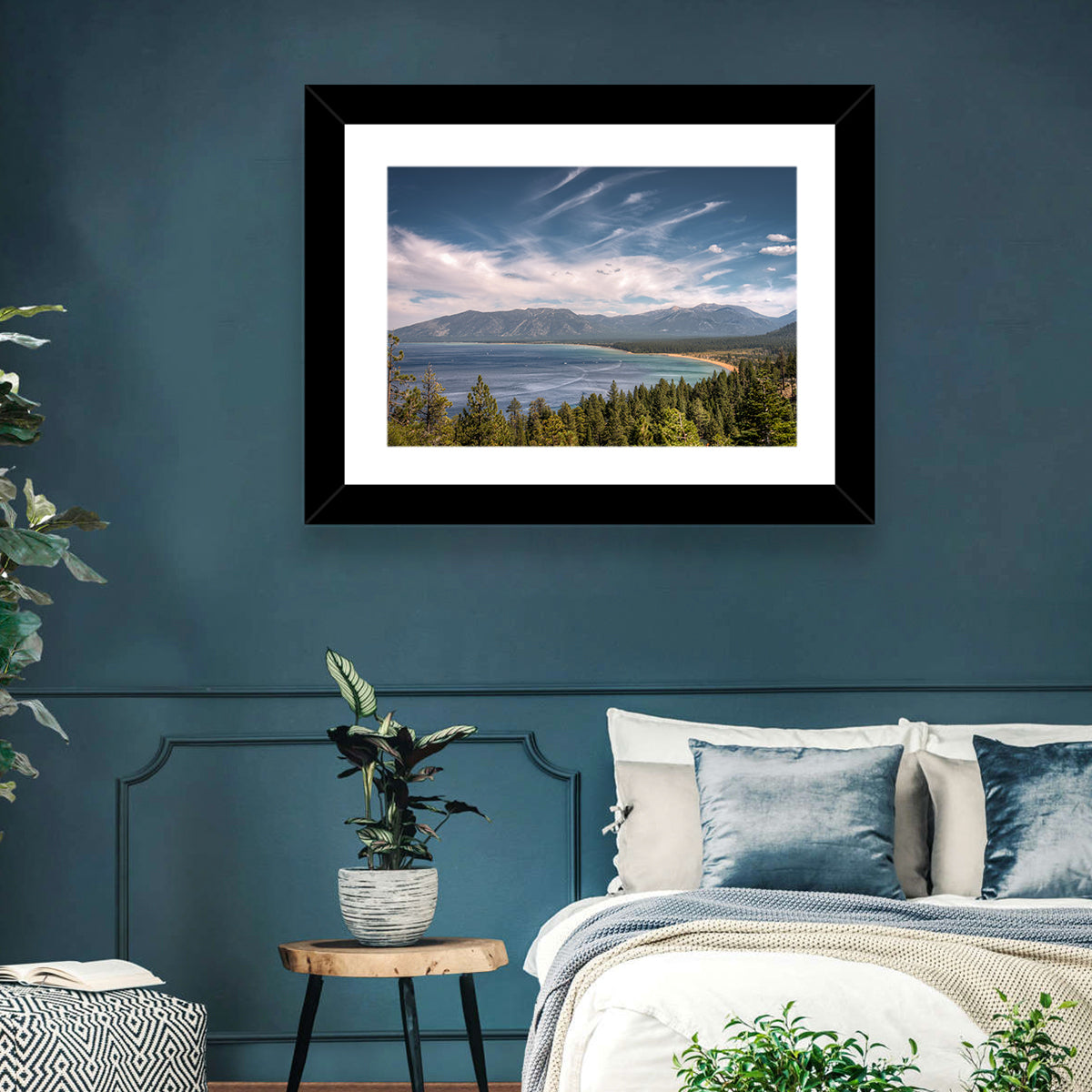 Pines Above a Blue Lake Wall Art