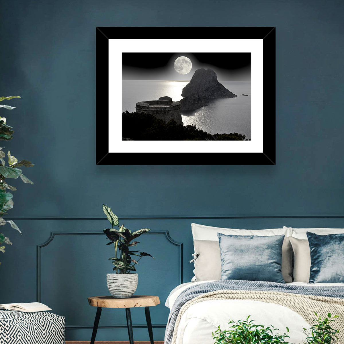 Pirates Tower Moonlit Watchtower, Ibiza Wall Art in a room, landscape