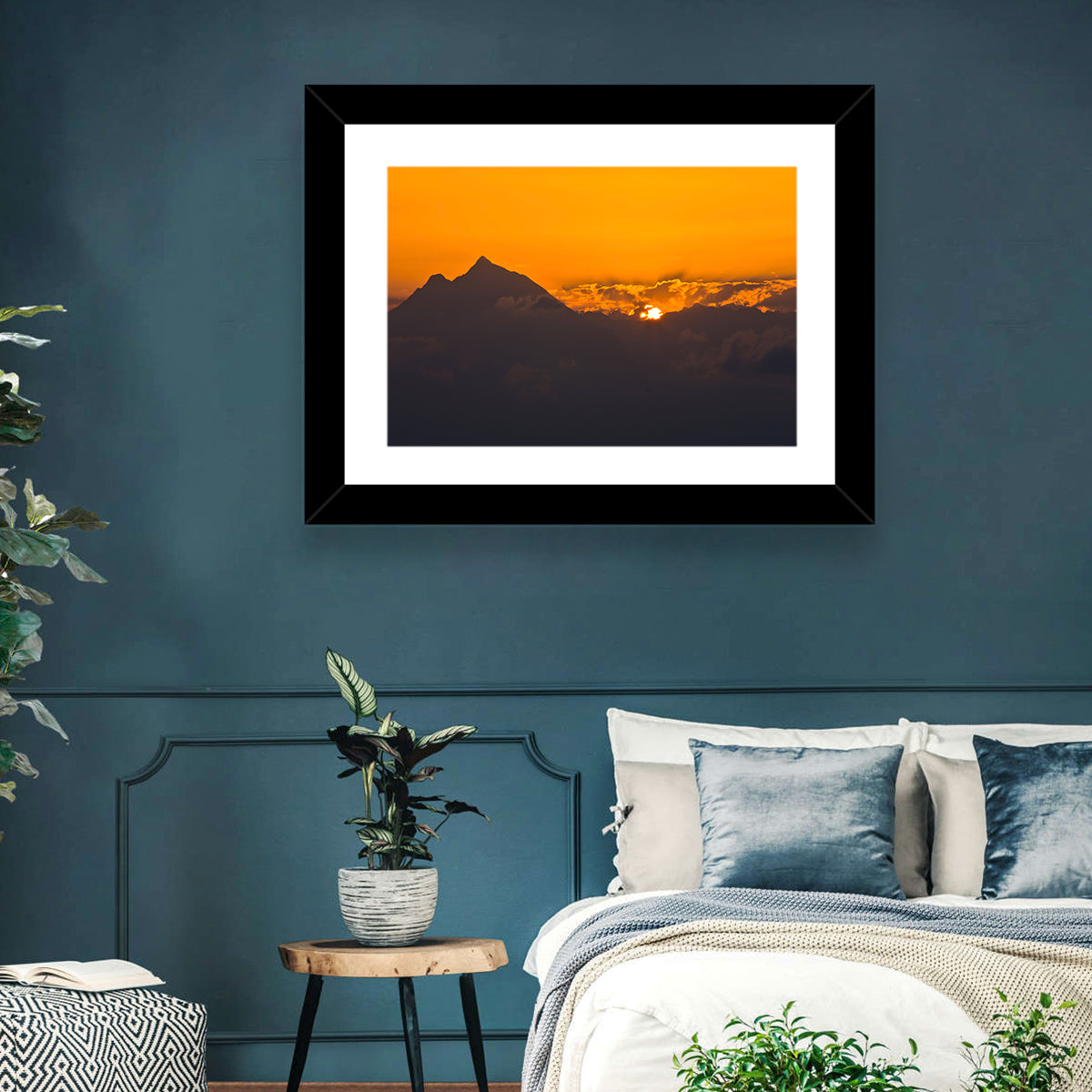 Athos Mountain Sunrise Wall Art in a room, landscape