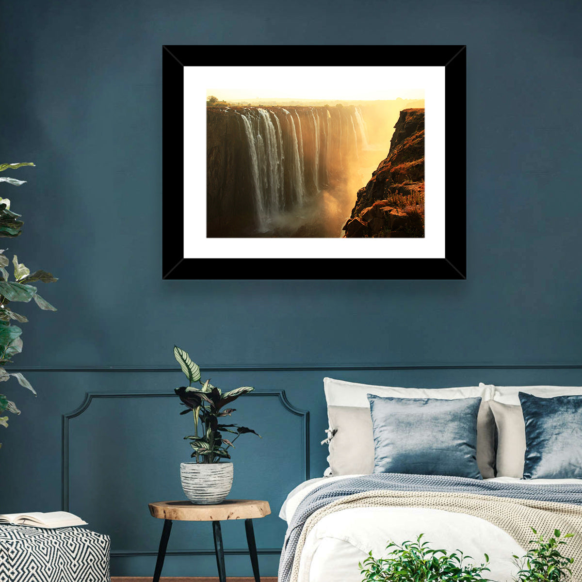Victoria Falls Golden Hour Wall Art in a room, landscape