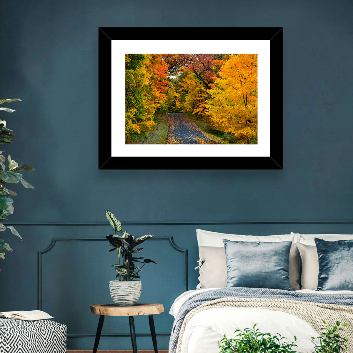 Autumn Road Through Wisconsin Park Wall Art in a room, landscape