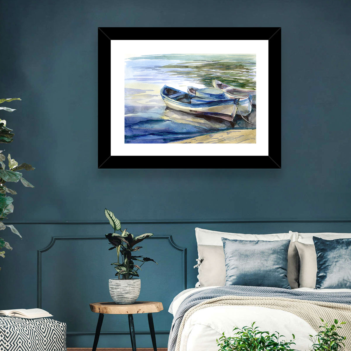 Watercolor Rowboats by the Shore Wall Art