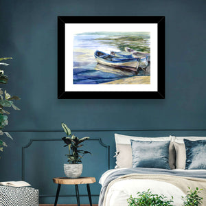 Watercolour Lake Boats Wall Art