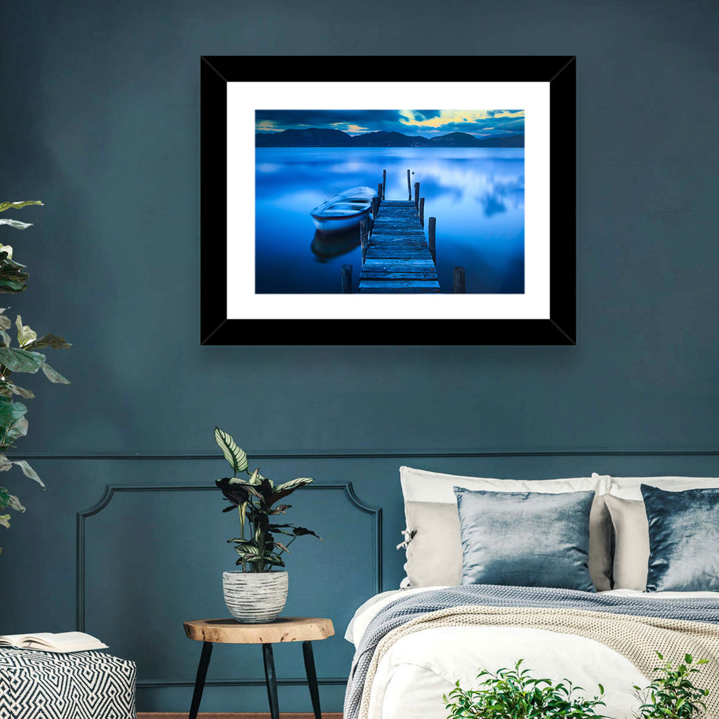 Boat and Wooden Pier Wall Art