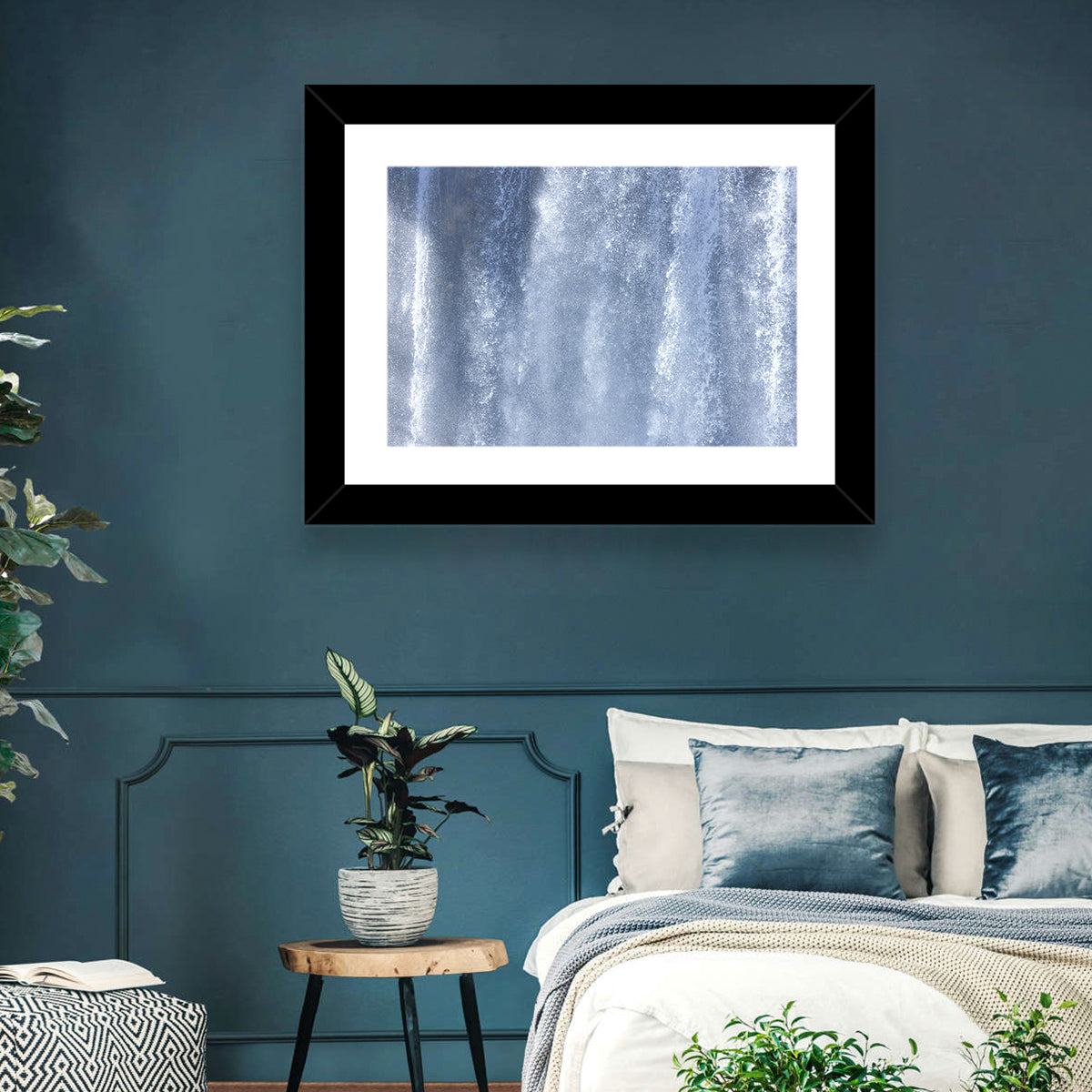Abstract Waterfall Pattern Wall Art in a room, landscape