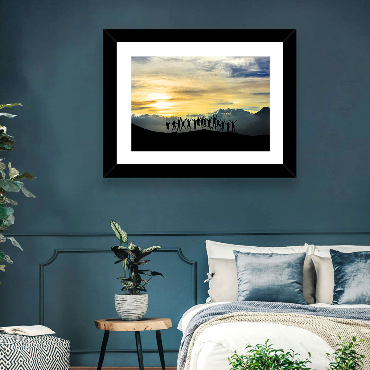 Golden Team Silhouettes at Sunset Wall Art