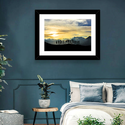 Golden Team Silhouettes at Sunset Wall Art