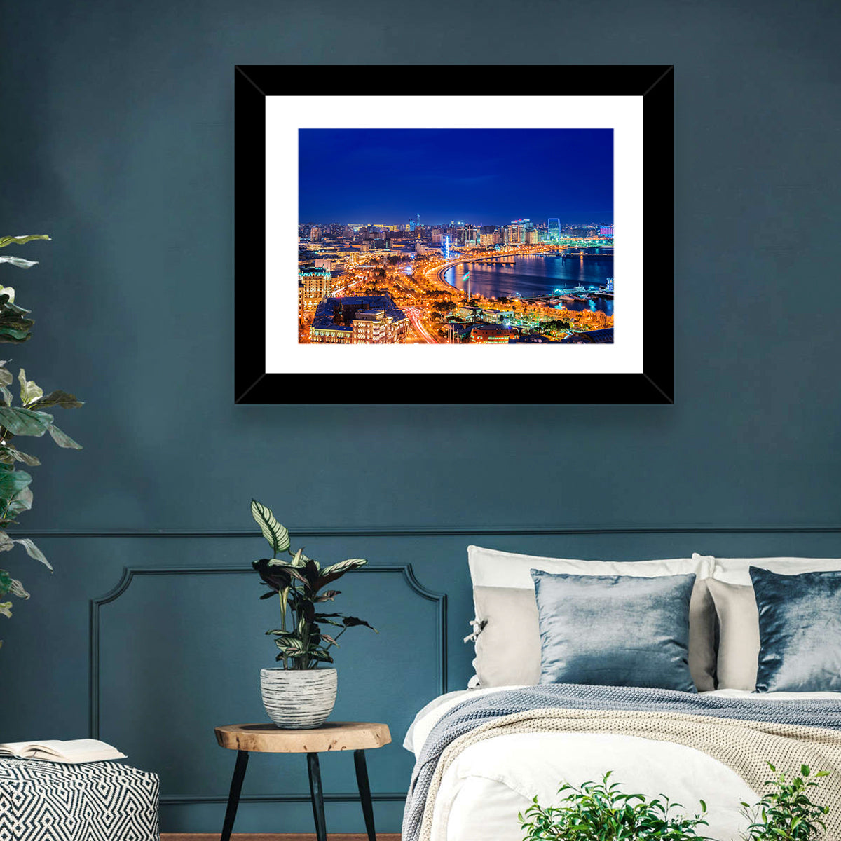 Baku Night Skyline Wall Art