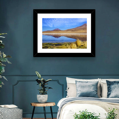 Red Lagoon Flamingo Reflection Wall Art