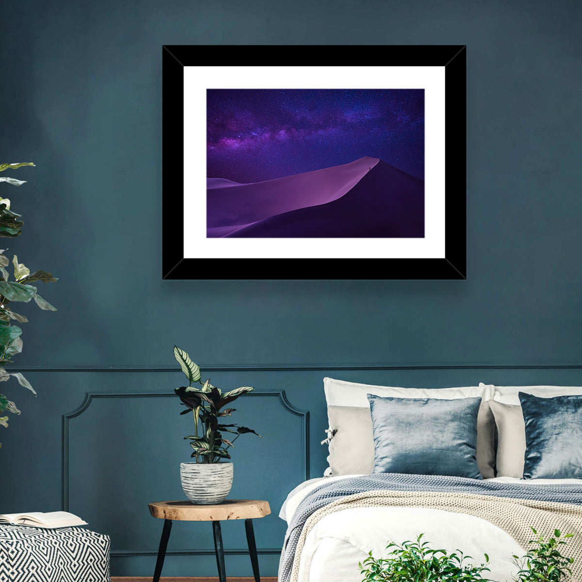 Lone Hiker Under the Milky Way Wall Art in a room, landscape