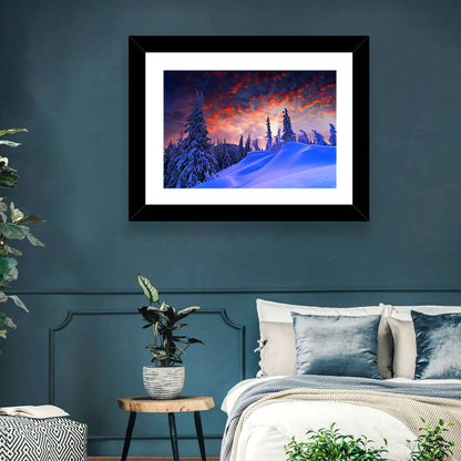 Snow-covered Mountain Sunset Wall Art