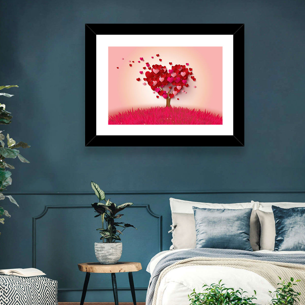 Whimsical Heart Tree Illustration Wall Art