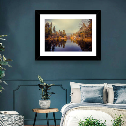 Misty Lake Fulmor Reflection Wall Art
