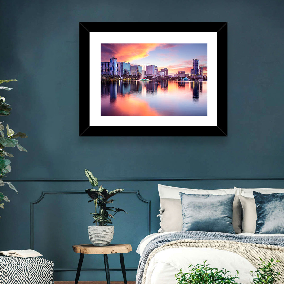 Lake Eola Sunset Orlando Wall Art in a room, landscape