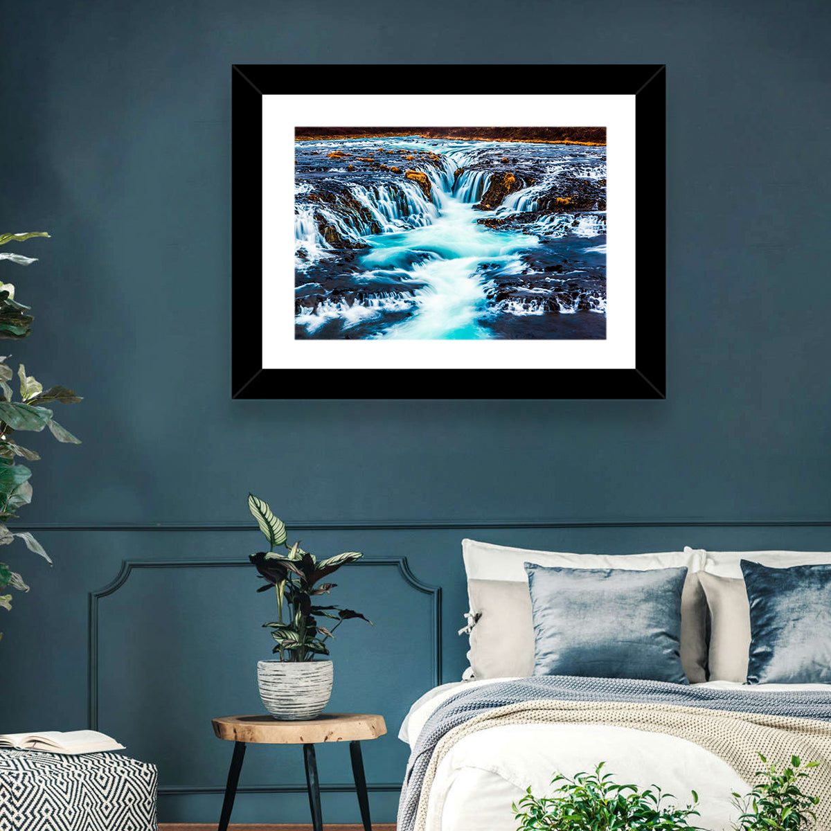 Bruarfoss Multi Tier Waterfall Wall Art in a room, landscape