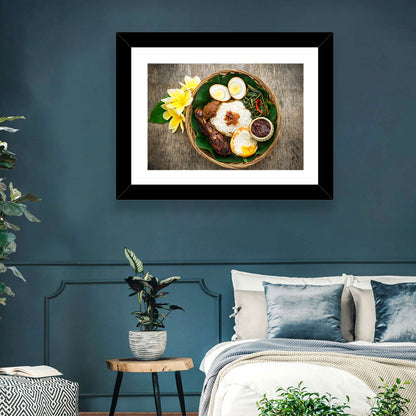 Nasi Campur in Woven Basket Wall Art
