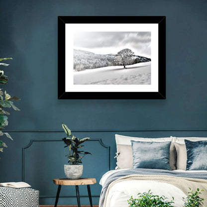 Solitary Snowy Tree Landscape Wall Art