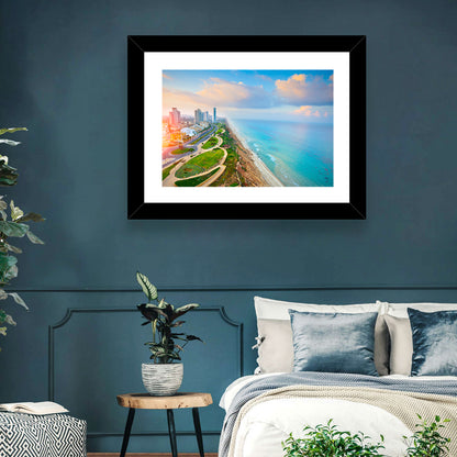 Netanya Coastline at Golden Hour Wall Art