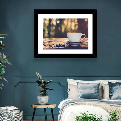 Steaming White Coffee Cup Wall Art