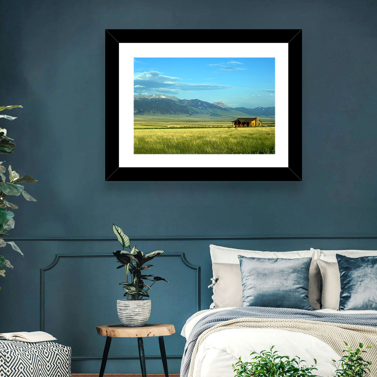 Montana Mountain Ranch Wall Art in a room, landscape
