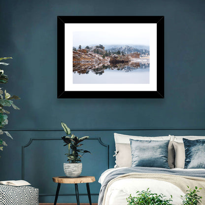 Marys Lake Foggy Reflection Wall Art