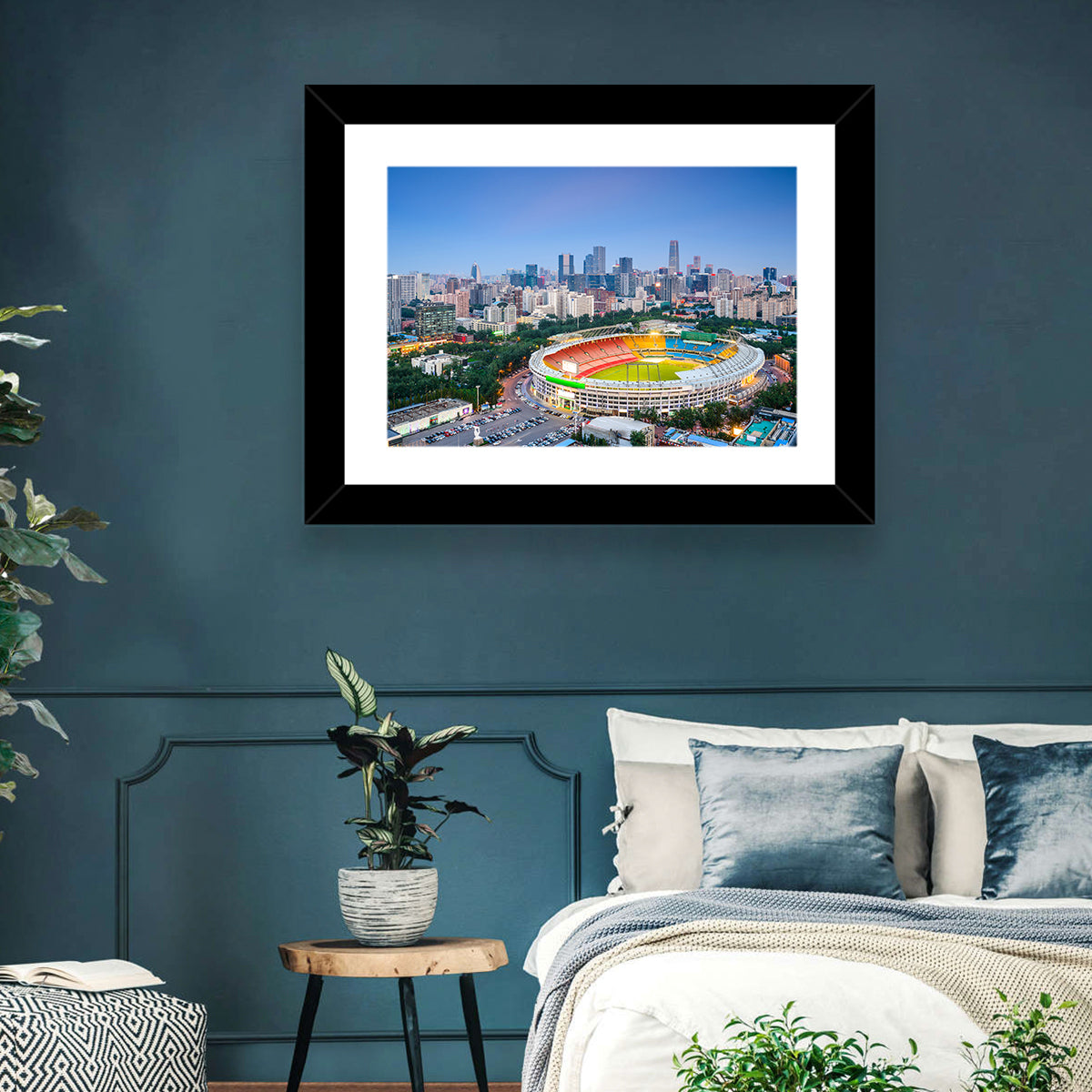 Workers' Stadium at Dusk, Beijing Skyline Wall Art in a room, landscape
