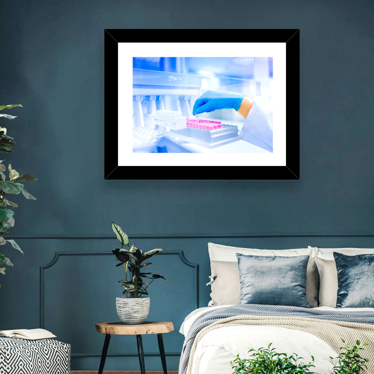 Gloved Hand with Vial and Pink-capped Tubes Wall Art