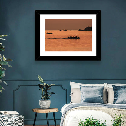 Lake Malawi Sailboats at Sunset Wall Art