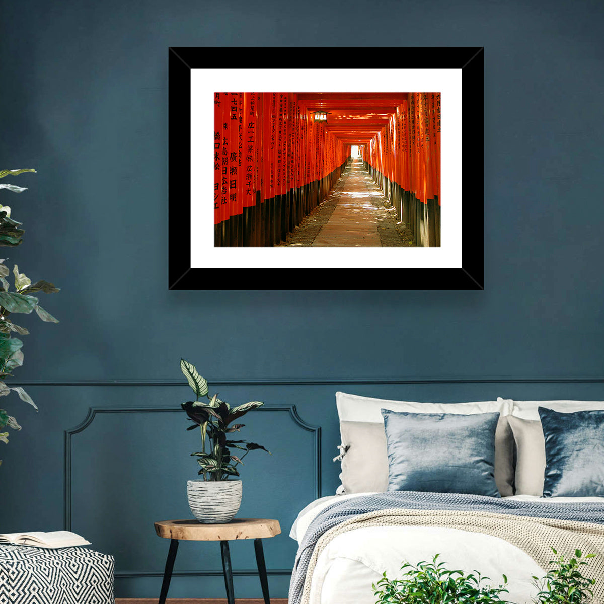Fushimi Inari Torii Tunnel Wall Art in a room, landscape