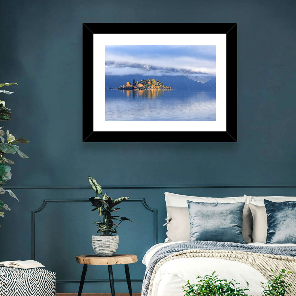 Misty Wanaka Island Reflection Wall Art