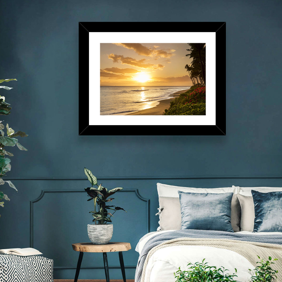 Kaanapali Beach Sunset Wall Art in a room, landscape