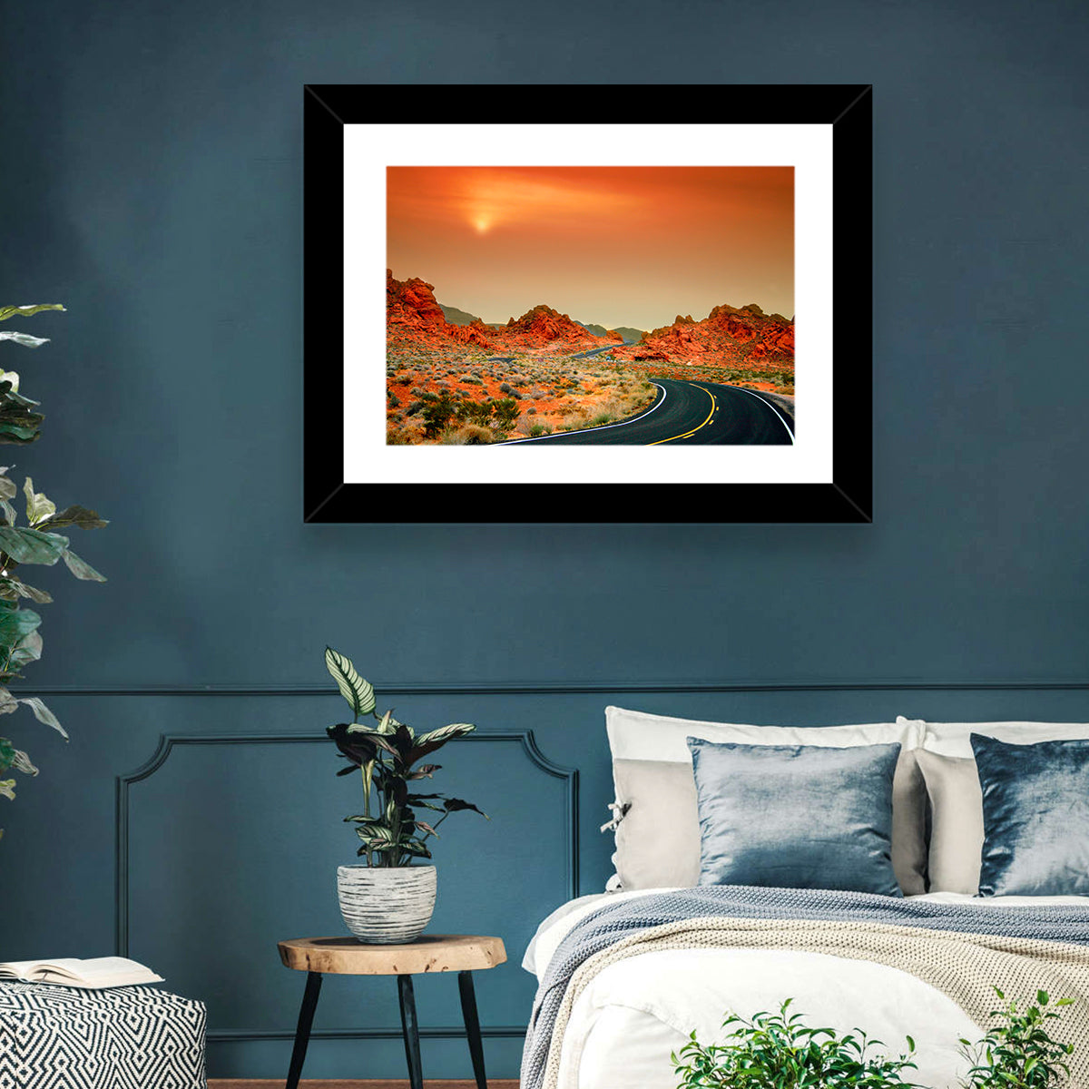Valley of Fire Winding Road Wall Art in a room, landscape