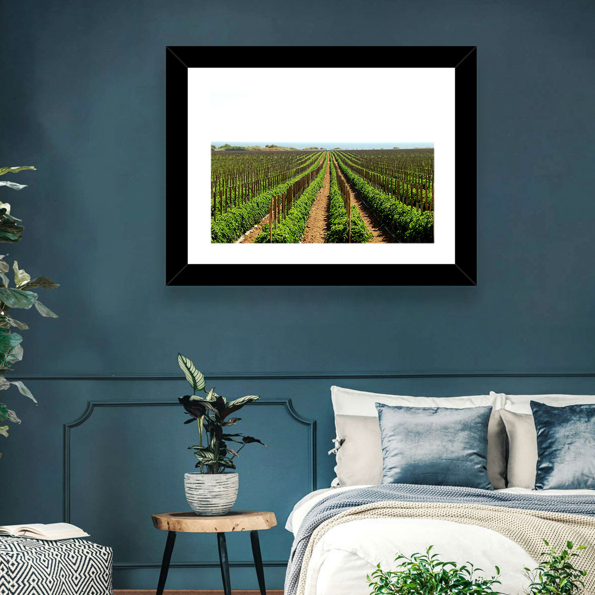 Tomato Fields Wall Art in a room, landscape