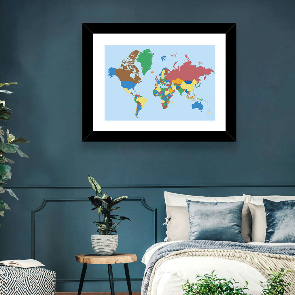 Colorful World Map Wall Art