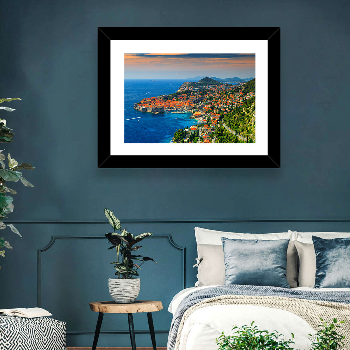 Dubrovnik Old Town Sunset Wall Art in a room, landscape