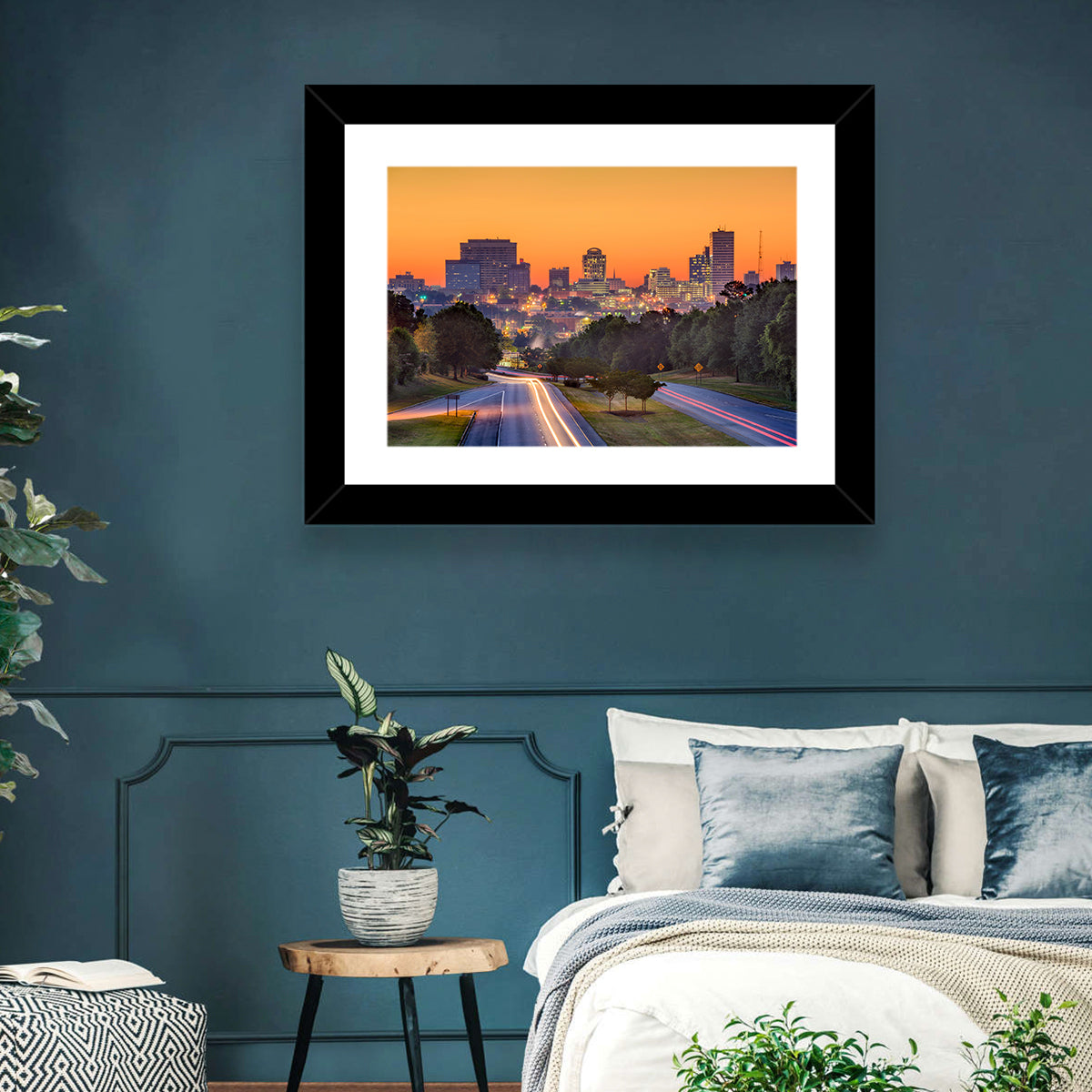 Jackson Downtown Skyline Wall Art in a room, landscape