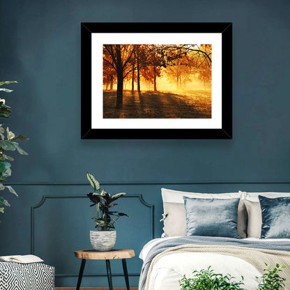 Autumn Sunbeams Through Fog Wall Art