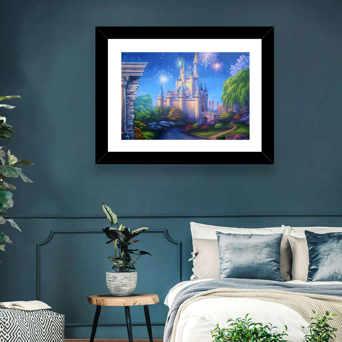 Cinderella Castle Fireworks Illustration Wall Art