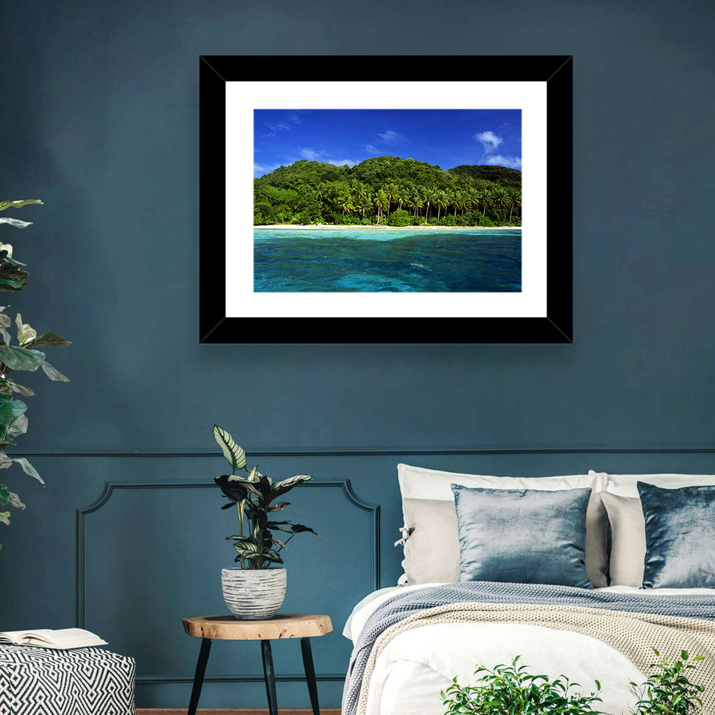 Turquoise Tropical Island Scene Wall Art