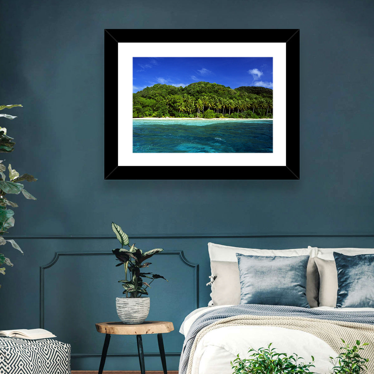 Turquoise Tropical Island Scene Wall Art
