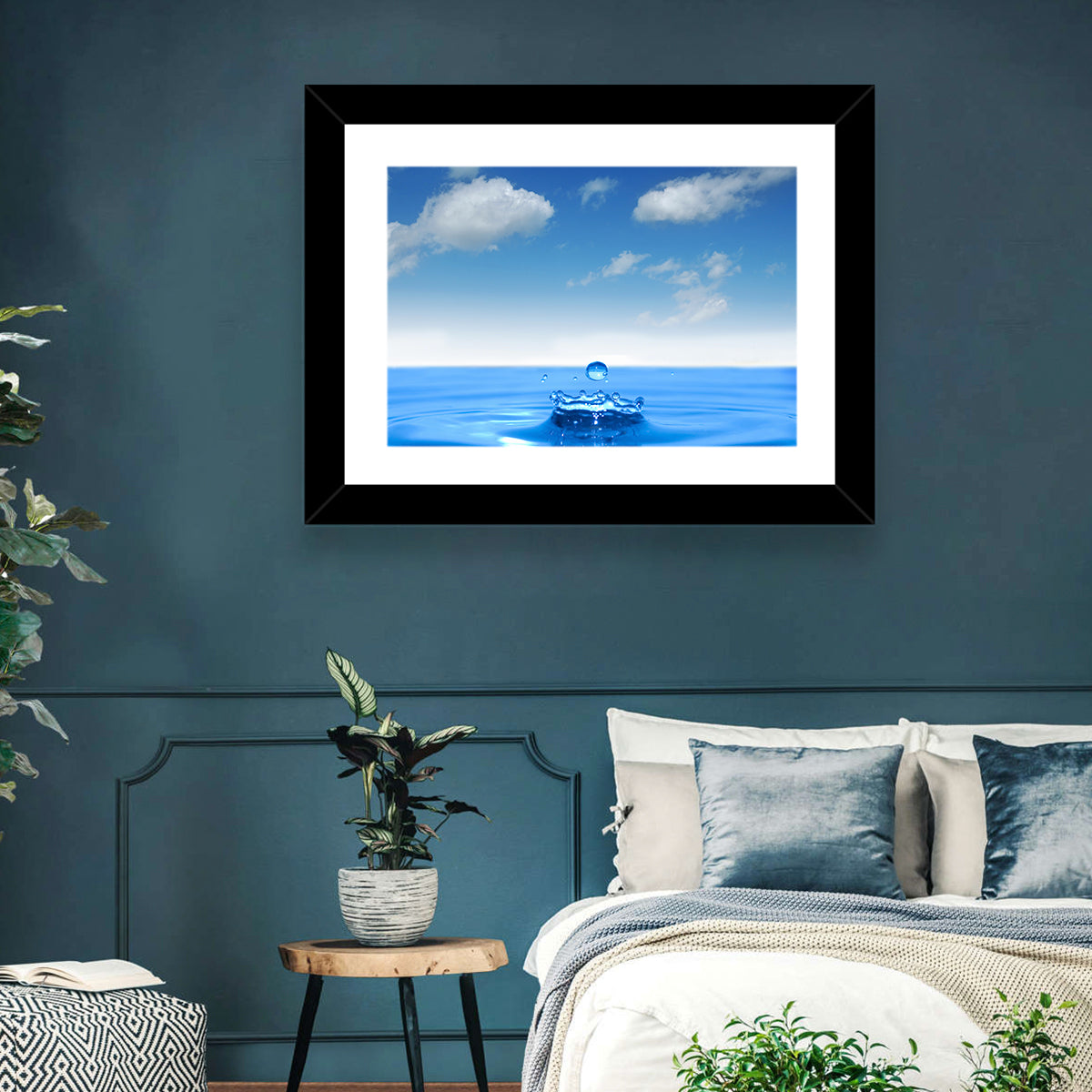 Ocean Water Drop Wall Art in a room, landscape